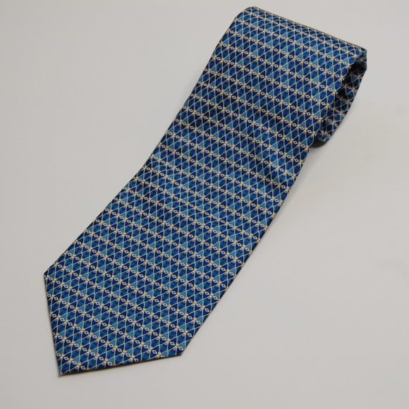 Firenze Other - Firenze 100% Silk Shades of Blue & White Oval Tie